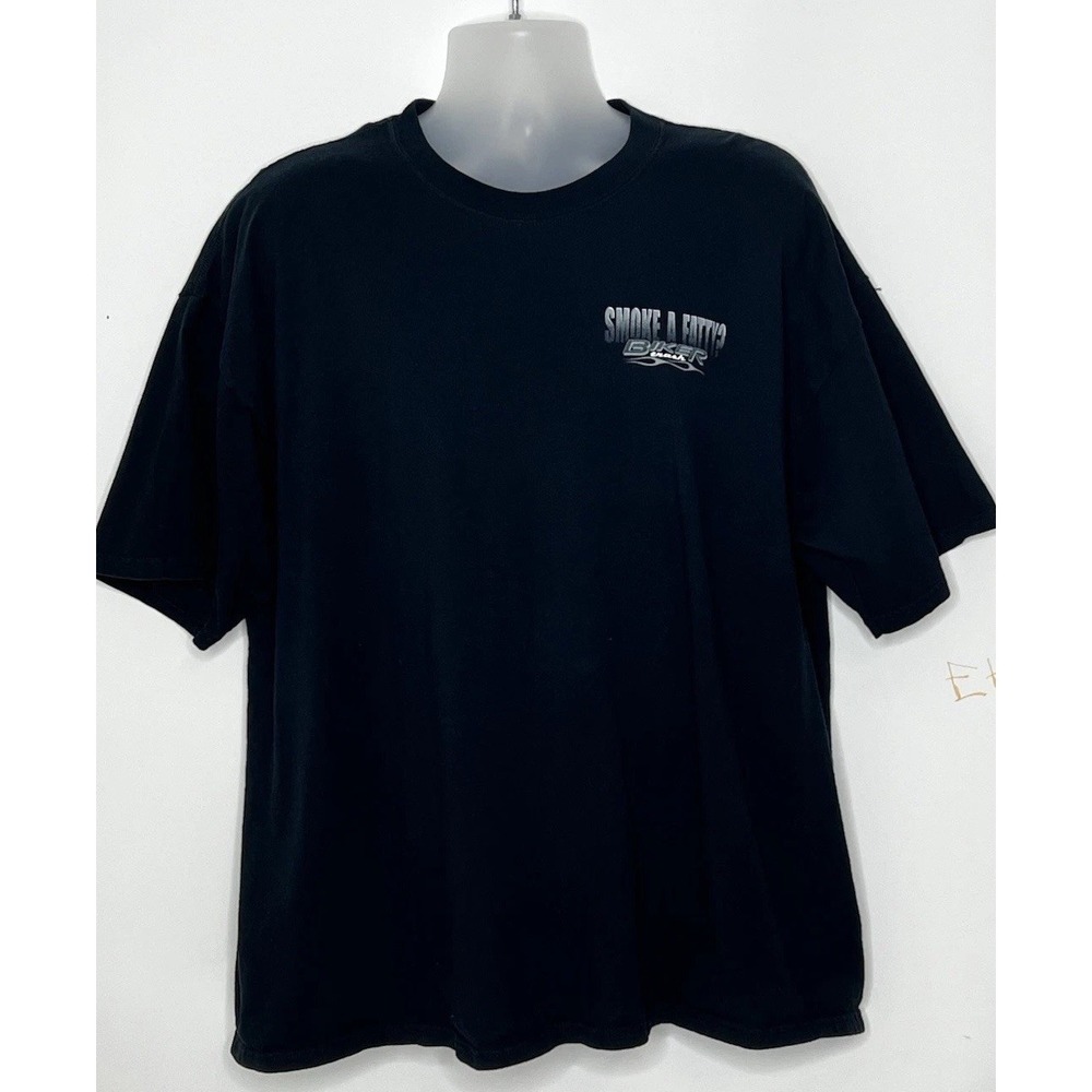 Vintage Y2K Biker Trash Smoke a Fatty Black Graphic TShirt Men's XXL Motorcycles